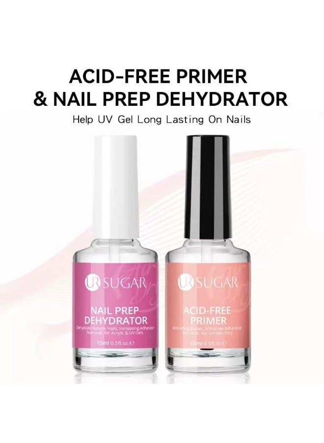 UR SUGAR 2 Pcs Professional Natural Nail DryerDryer with Acid-Free PrimerFor Acrylic NailsGel NailsNon-Acid UV Gel Nail PrimerSuper Binder - Image 1